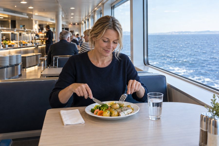 Essen und Trinken an Bord einer Fähre